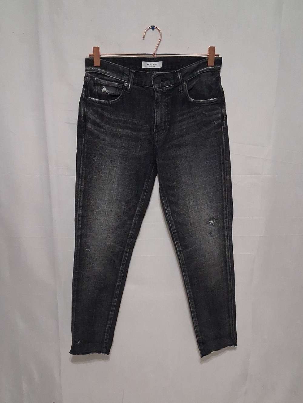 Moussy Vintage Distressed Skinny Jeans Faded Black Gray Mid Rise 27 Streetwear